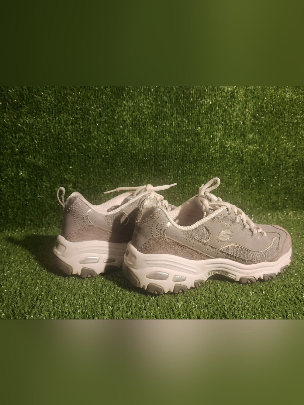 Skechers Women's White and Light Gray Platform Sneakers